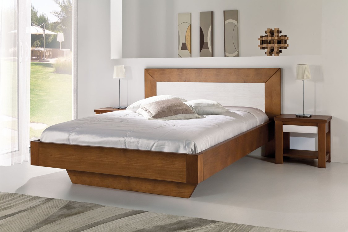 Lit Duo à panneau en bois brossé Lit Duo à panneau en bois brossé