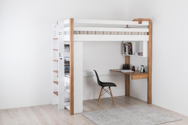 Lit mezzanine 90x190 avec petit espace bureau / CARLIT