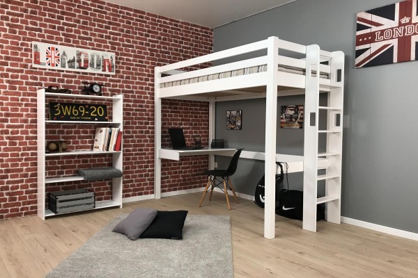 Lit mezzanine 90x190 avec petit espace bureau / CARLIT