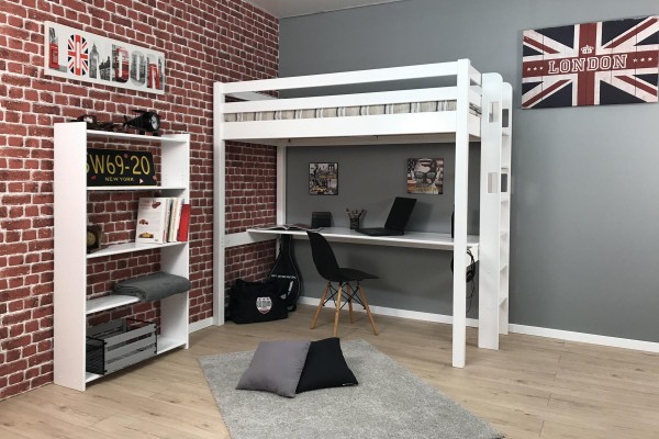 Mezzanine haute 120x190 avec coin bureau en 190 / CARLIT